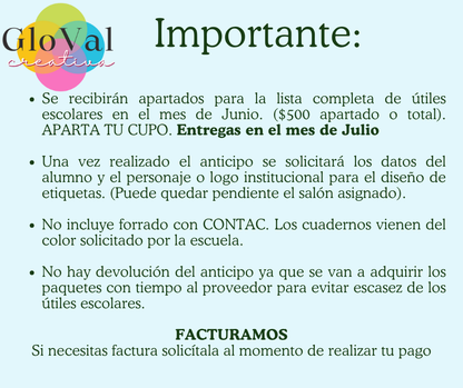 Lista de Útiles Escolares - Keystone [PREVENTA]