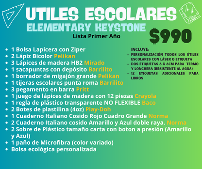 Lista de Útiles Escolares - Keystone [PREVENTA]