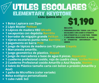 Lista de Útiles Escolares - Keystone [PREVENTA]