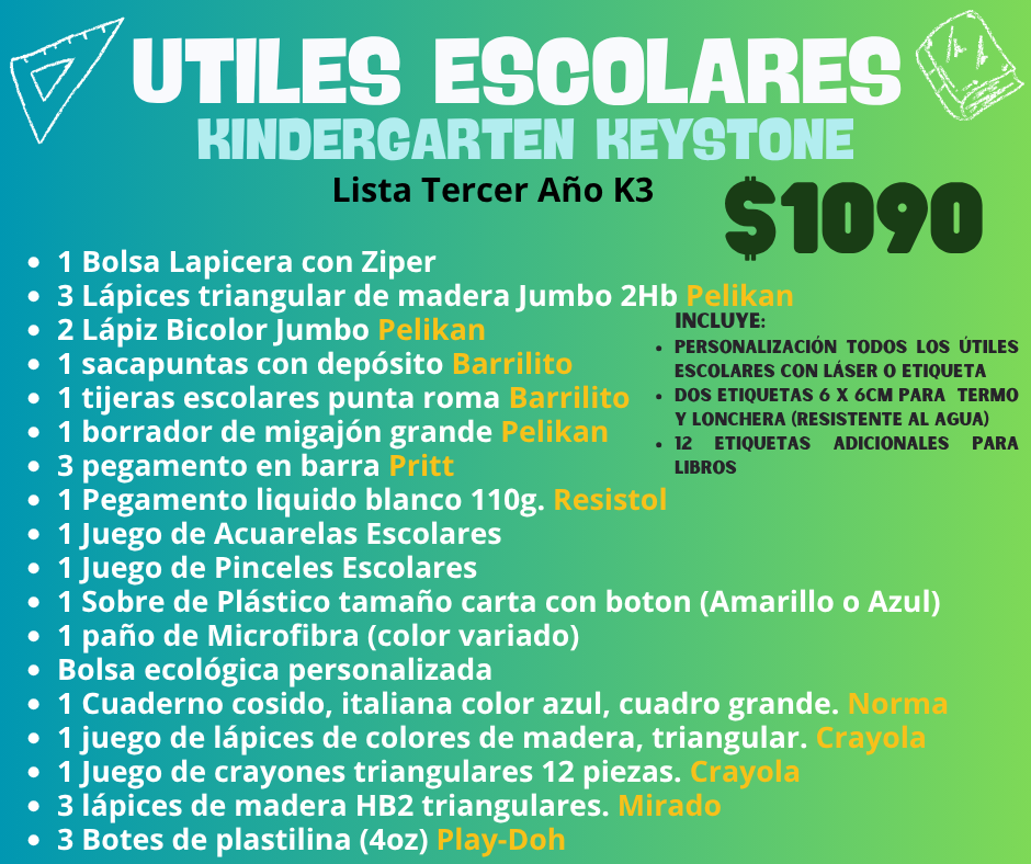 Lista de Útiles Escolares - Keystone [PREVENTA]