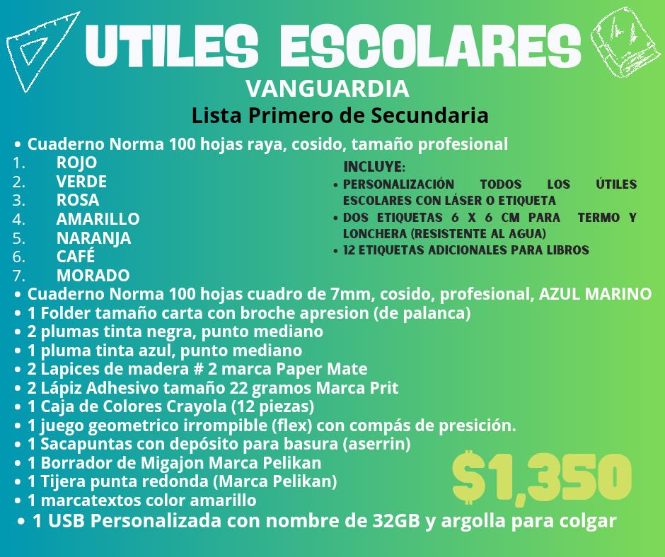Lista de Útiles Escolares - VANGUARDIA