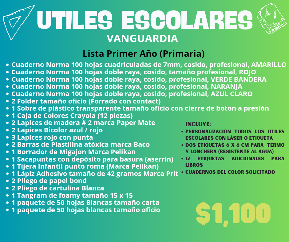 Lista de Útiles Escolares - VANGUARDIA