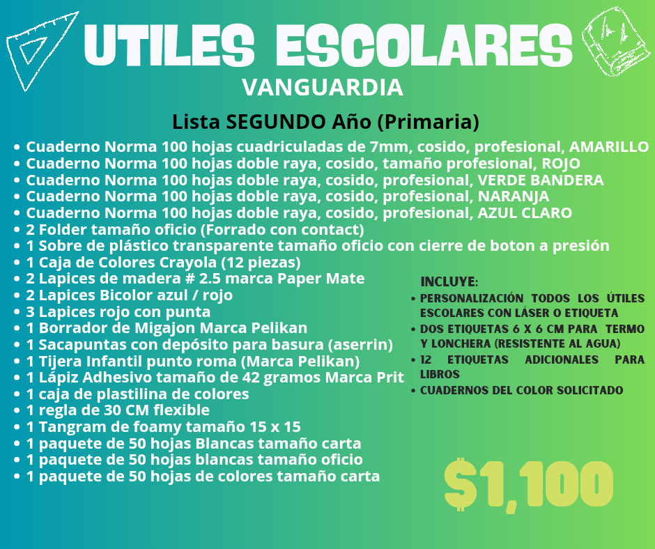 Lista de Útiles Escolares - VANGUARDIA