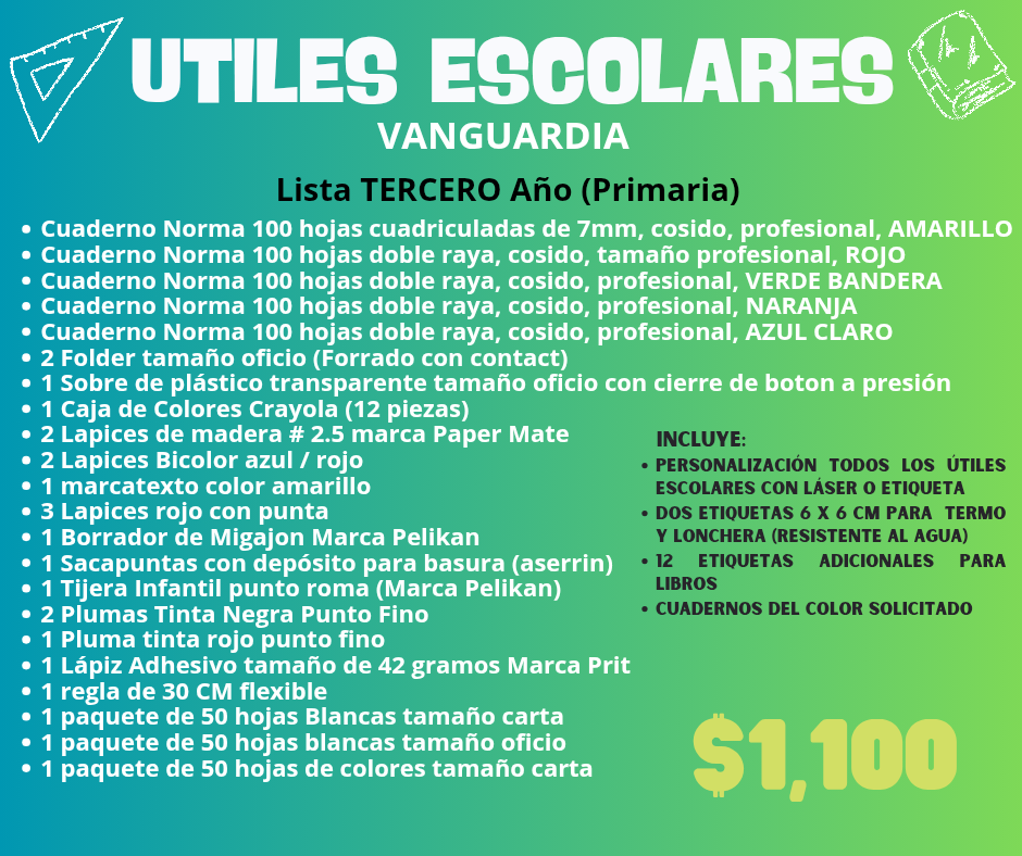 Lista de Útiles Escolares - VANGUARDIA
