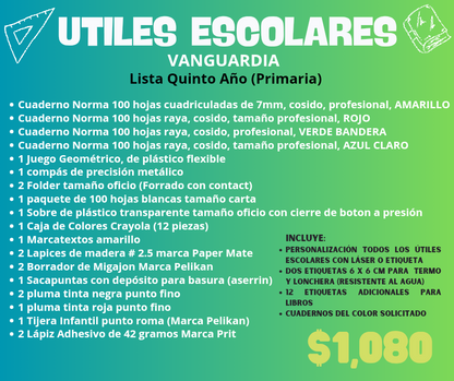 Lista de Útiles Escolares - VANGUARDIA