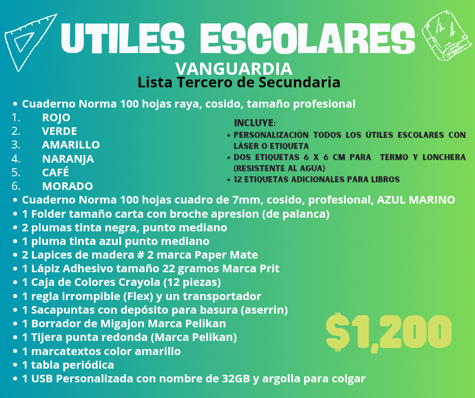 Lista de Útiles Escolares - VANGUARDIA