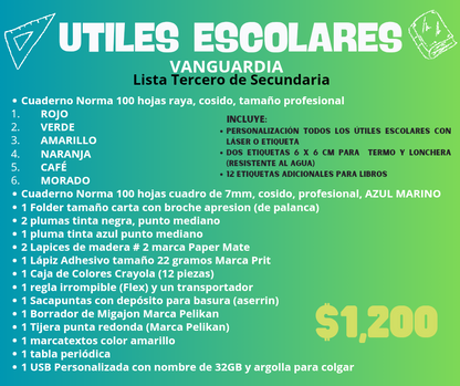 Lista de Útiles Escolares - VANGUARDIA