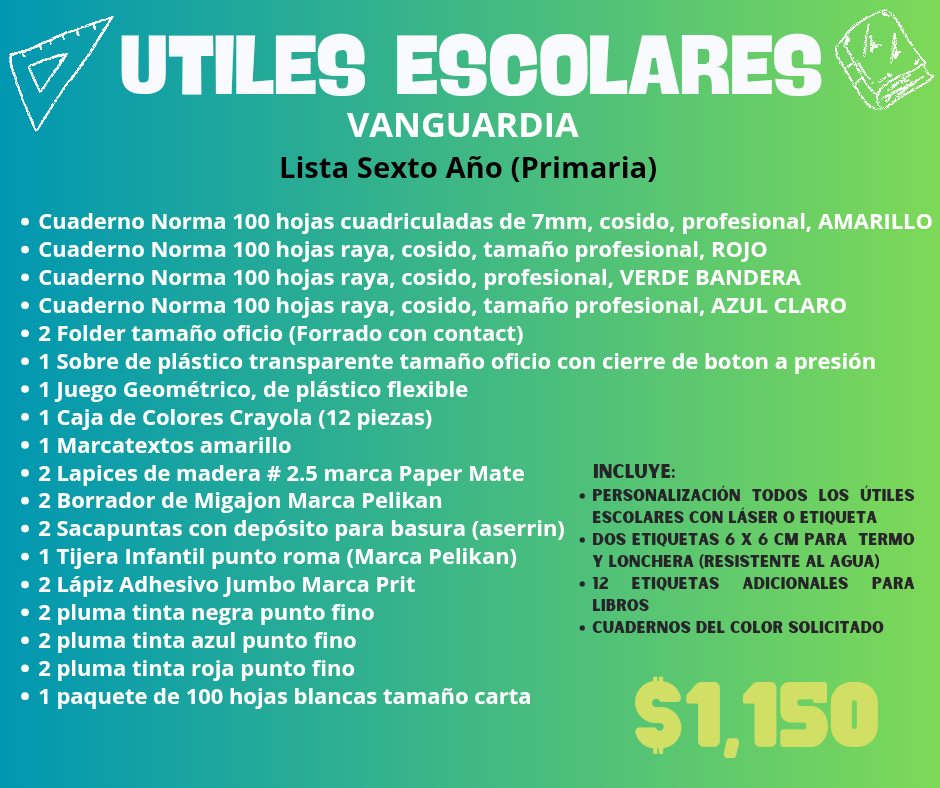 Lista de Útiles Escolares - VANGUARDIA